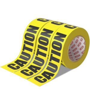 yellow warning tape and protective safety marking tape