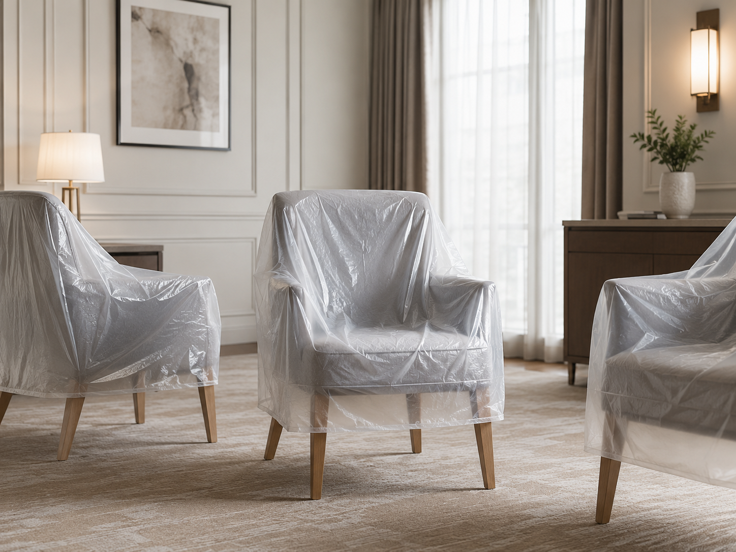Plastic chair cover for renovation protection