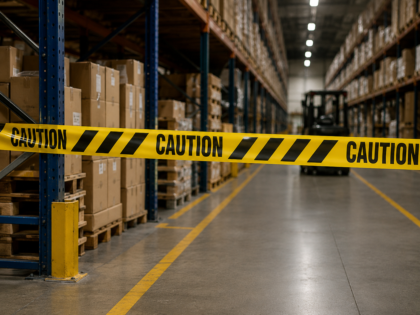 PE warning tape for warehouse traffic control