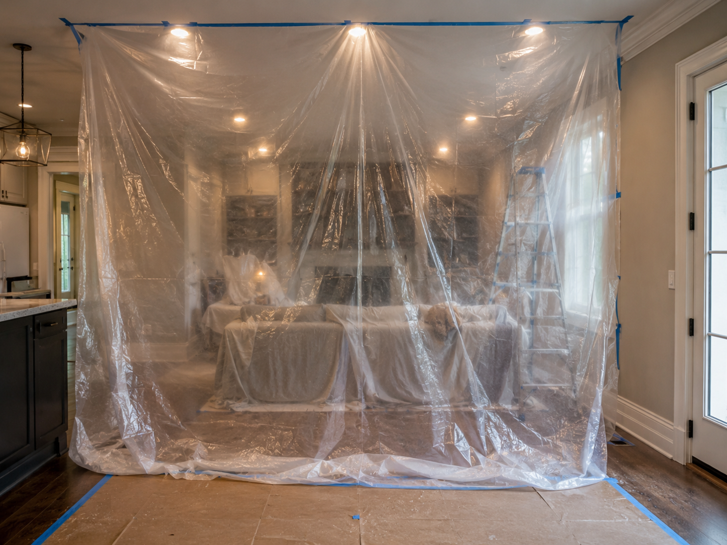 Plastic drop cloth for furniture covering