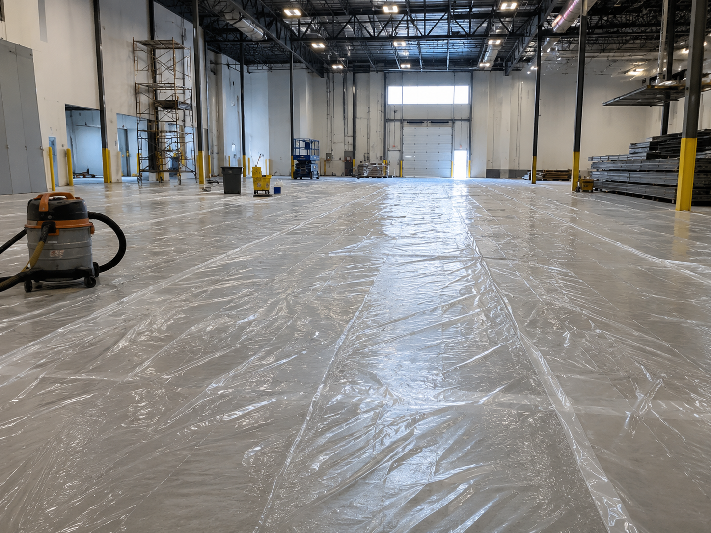 Plastic drop cloth for warehouse covering