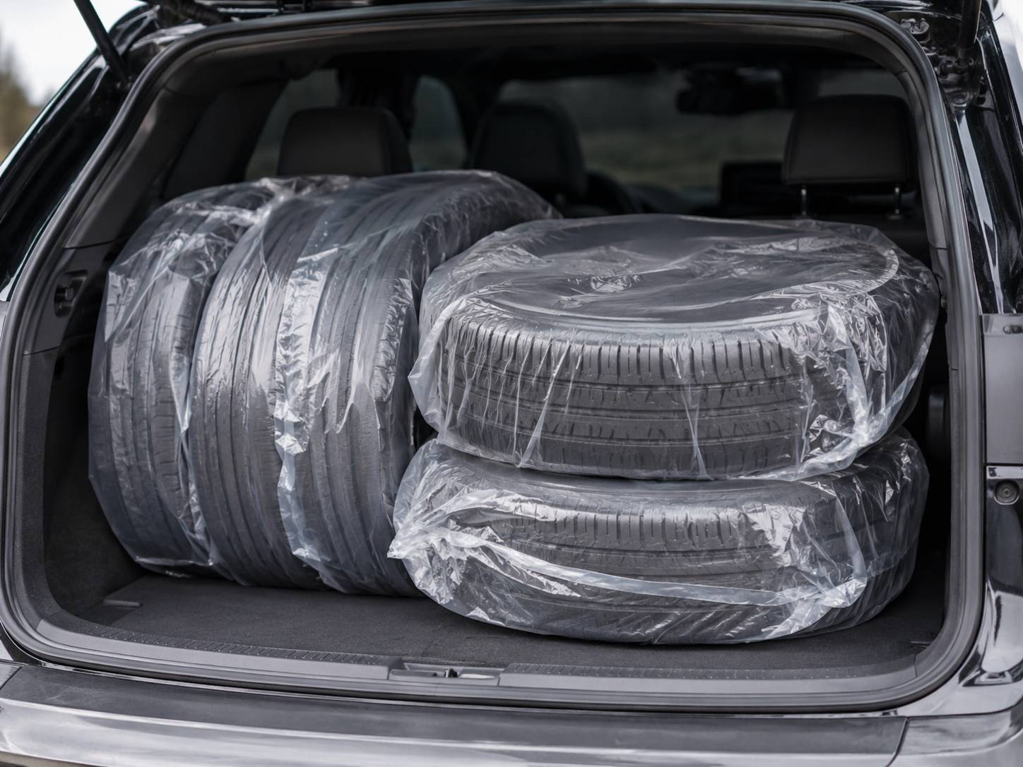 Plastic tire bags for car trunk protection