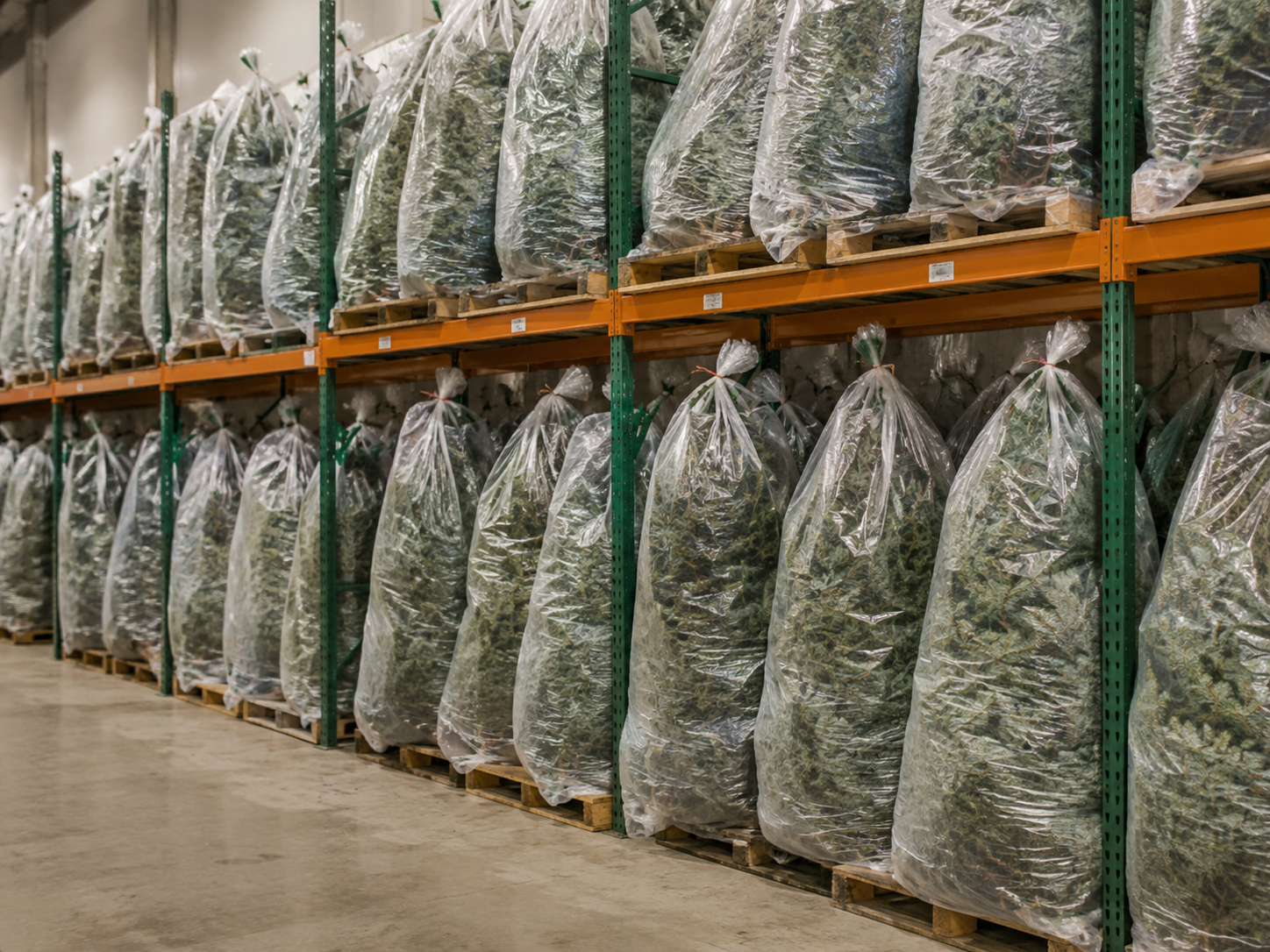 Christmas tree bags for warehouse storage