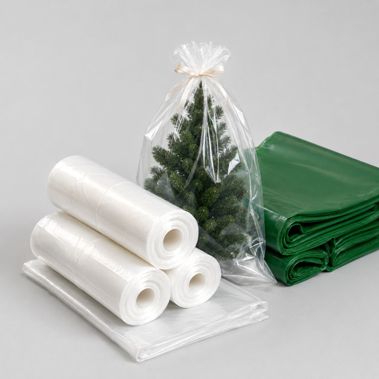 Custom plastic Christmas tree bag size thickness color and packing options