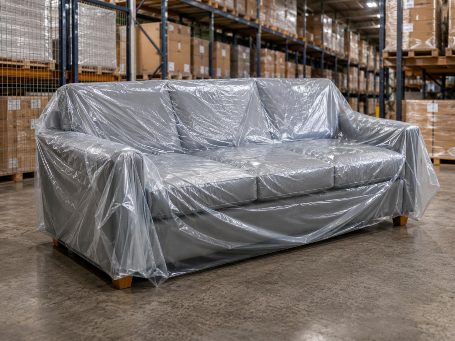 Plastic sofa covers for warehouse storage