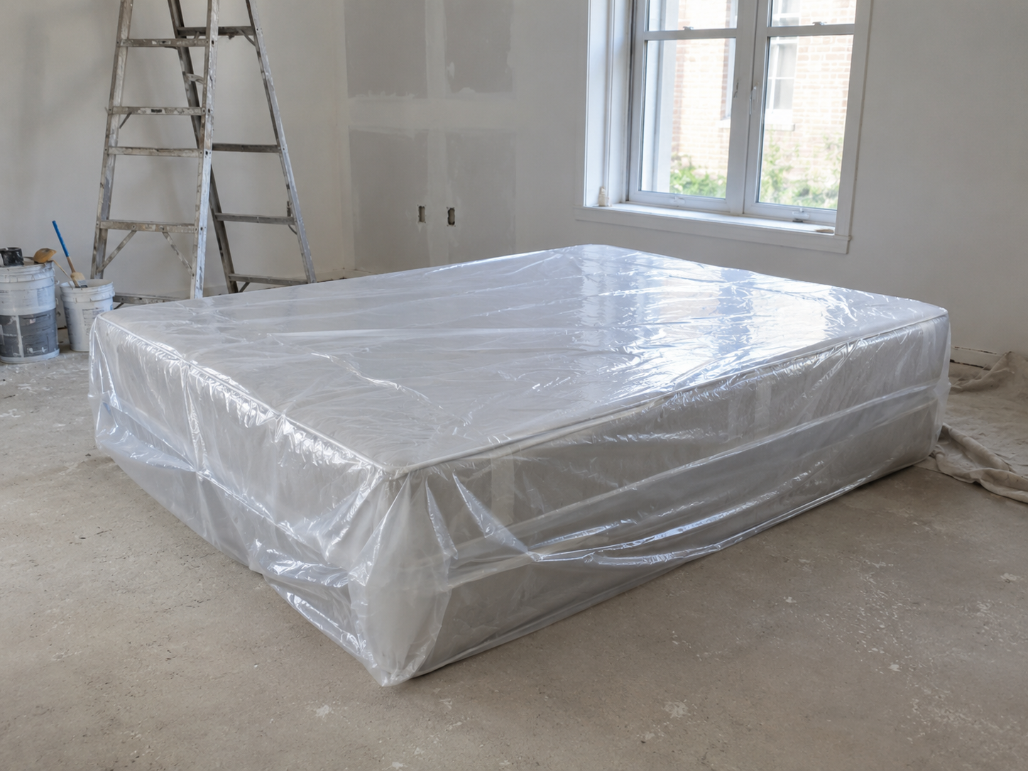 Plastic mattress bags for renovation dust control