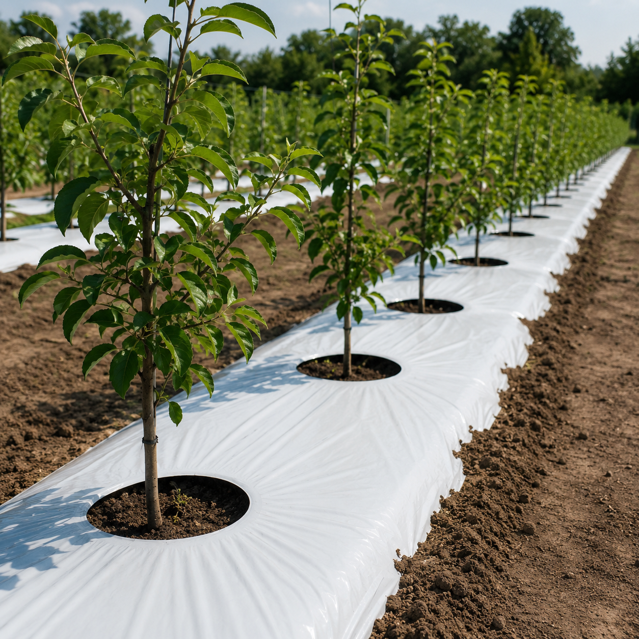 Black silver mulch film for greenhouse rows