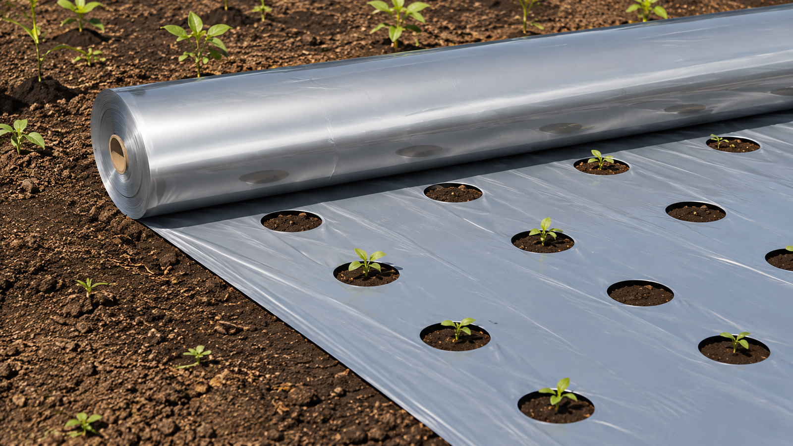 Custom black silver mulch film thickness width punching and packing options