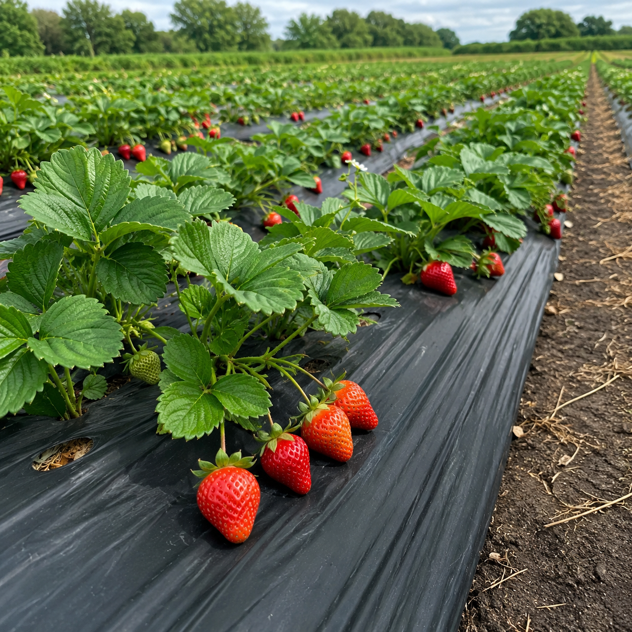 Black mulch film for strawberry fields