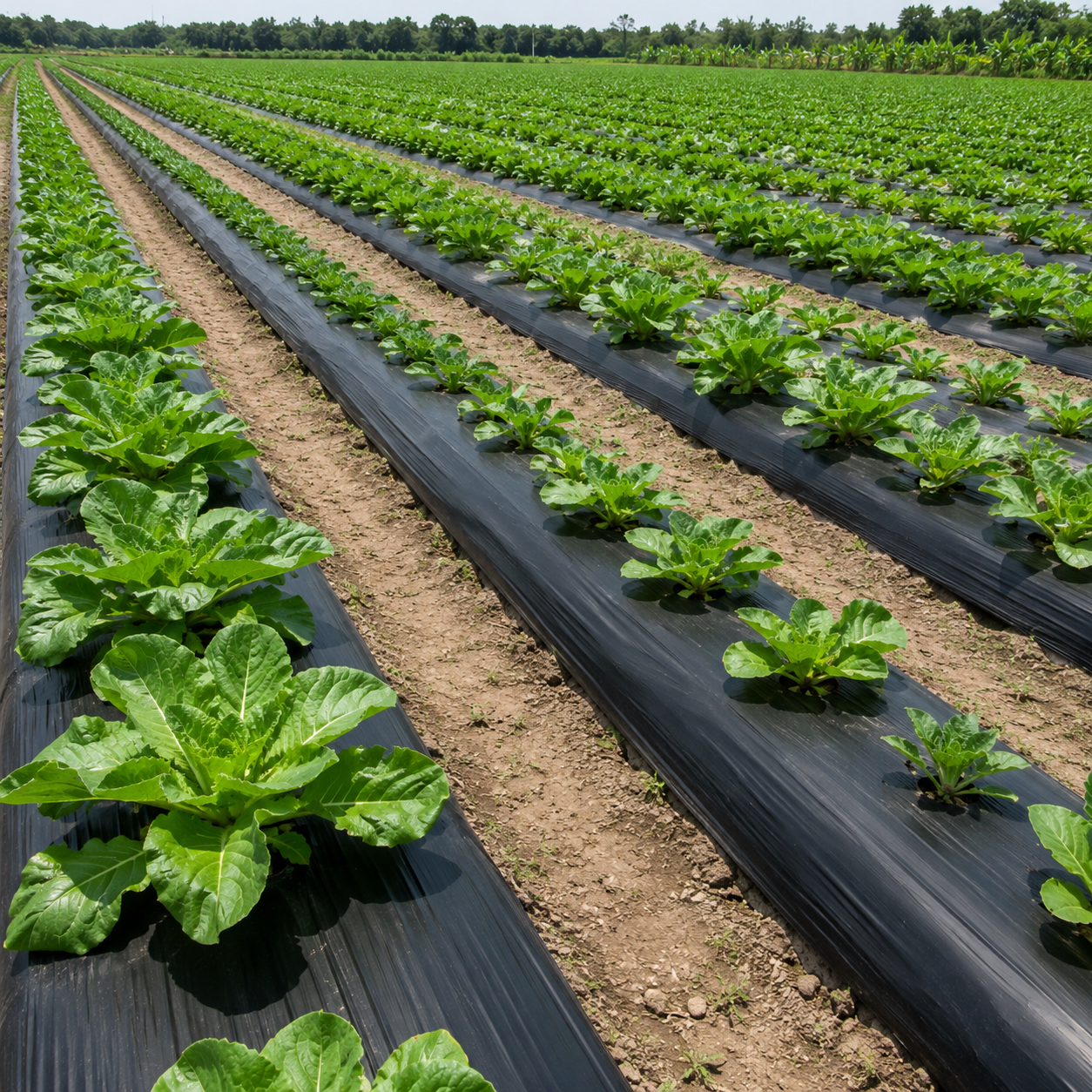Black mulch film for vegetable farms
