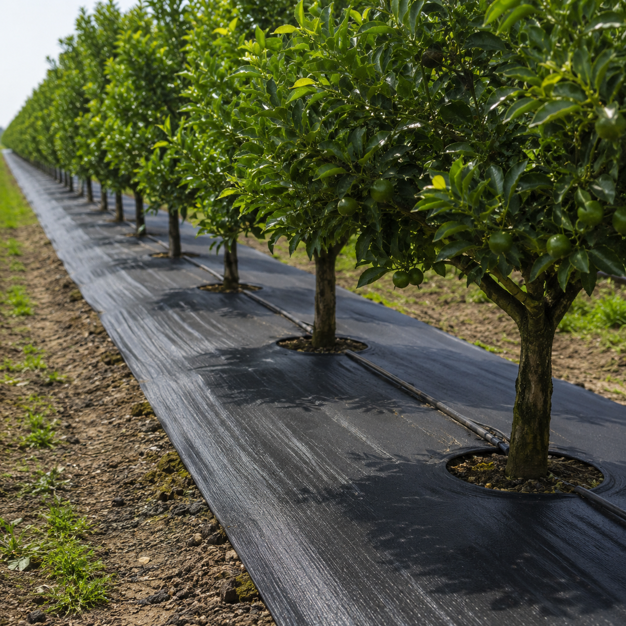 Black mulch film for greenhouse rows