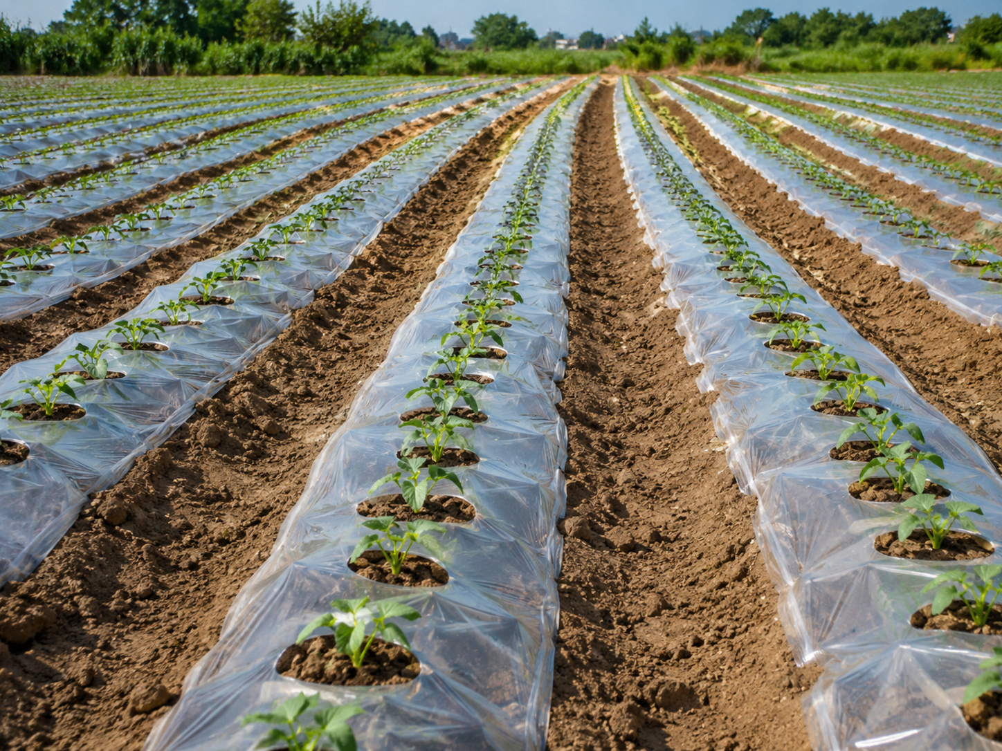 Transparent mulch film for vegetable farms