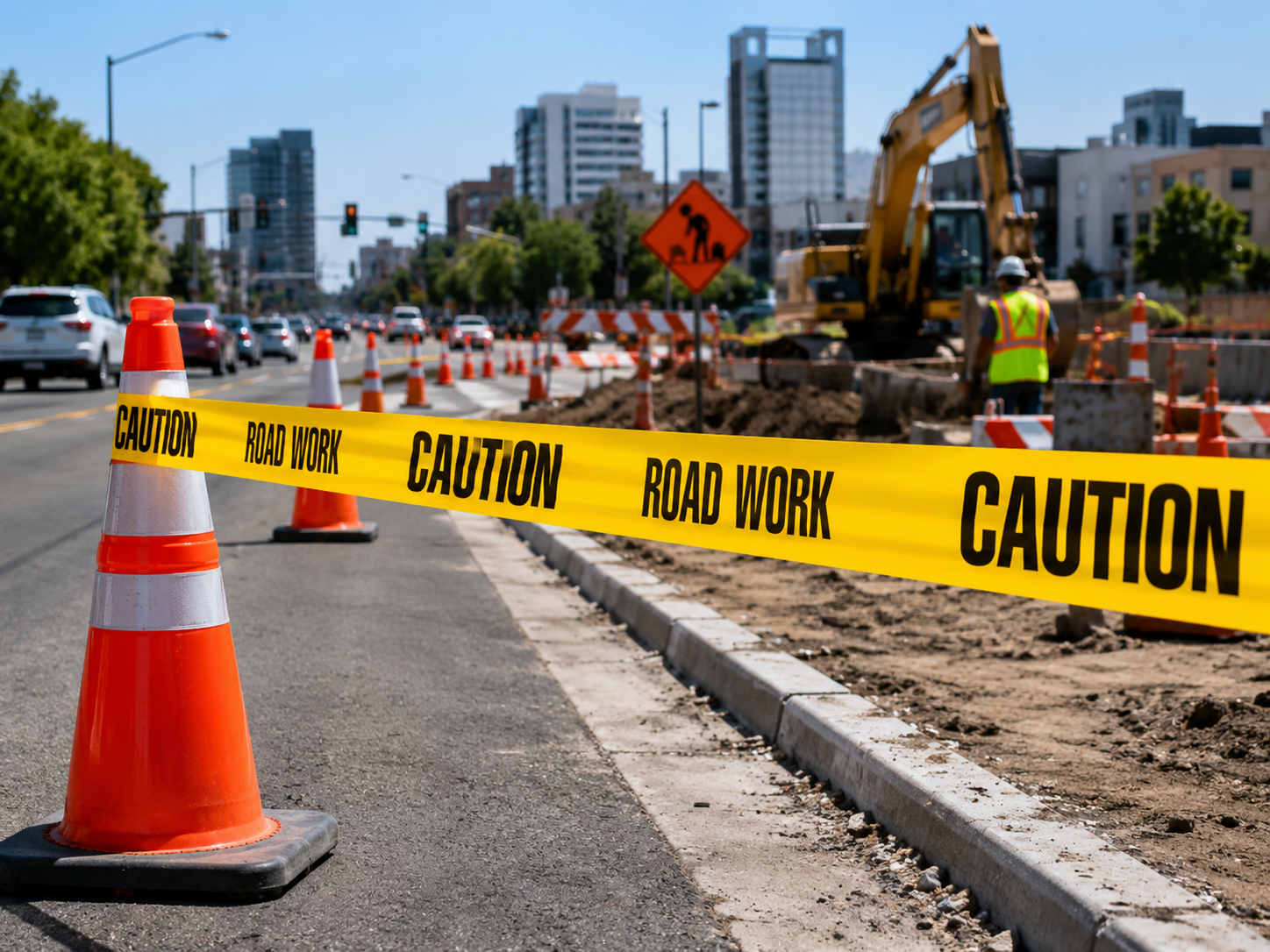 Road Work and Traffic Control Warning Tape