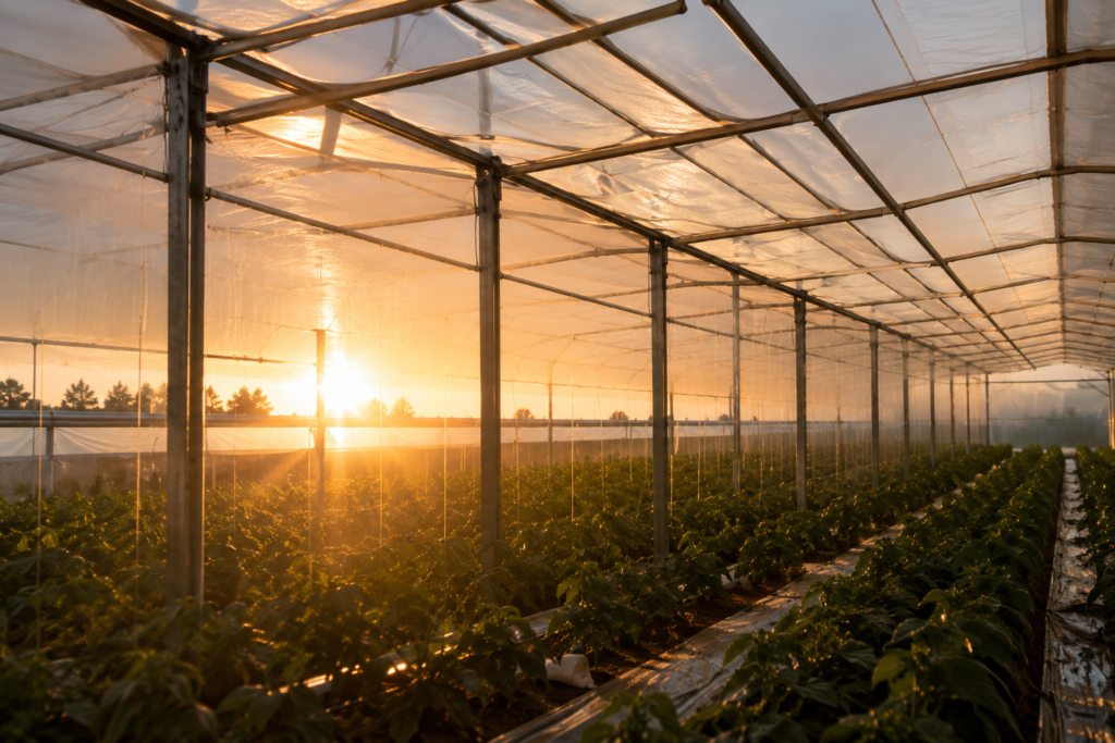 UV resistant greenhouse film used on a greenhouse to protect crops from strong sunlight and extend film service life