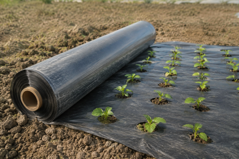 Biodegradable mulch film in an agricultural field