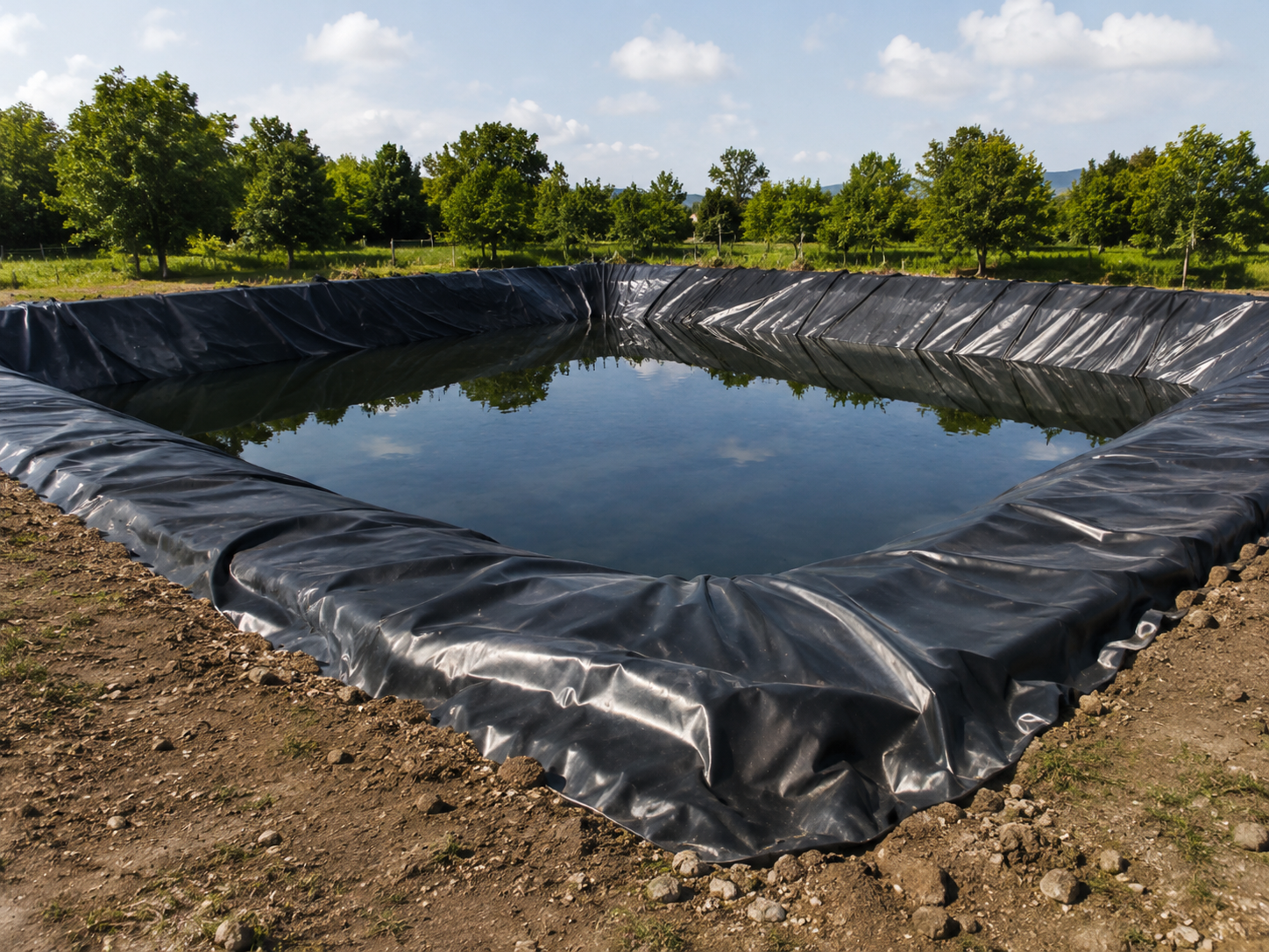 Black pond liner used for water containment, seepage blocking, and outdoor pond construction