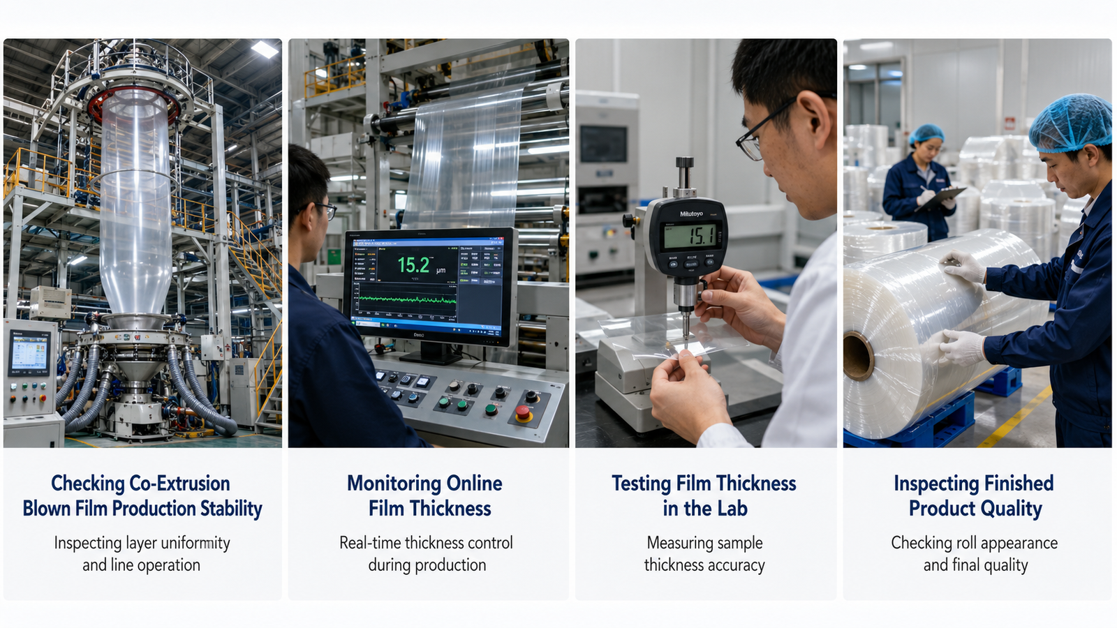 Greenhouse film production and thickness quality control
