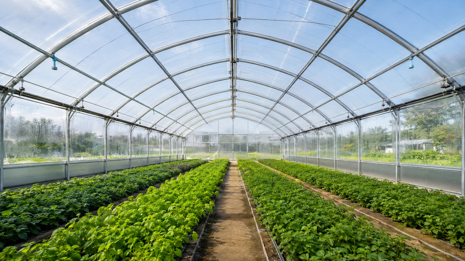 Anti-drip greenhouse film reducing condensation and fog inside a greenhouse