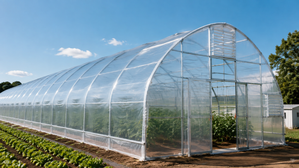 UV-stabilized greenhouse film installed on a commercial high tunnel